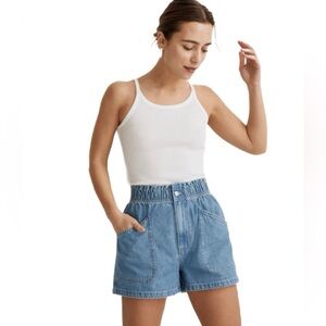 Madewell Denim Pull-On Paperbag Utility Shorts in Arcwood Wash Size 25